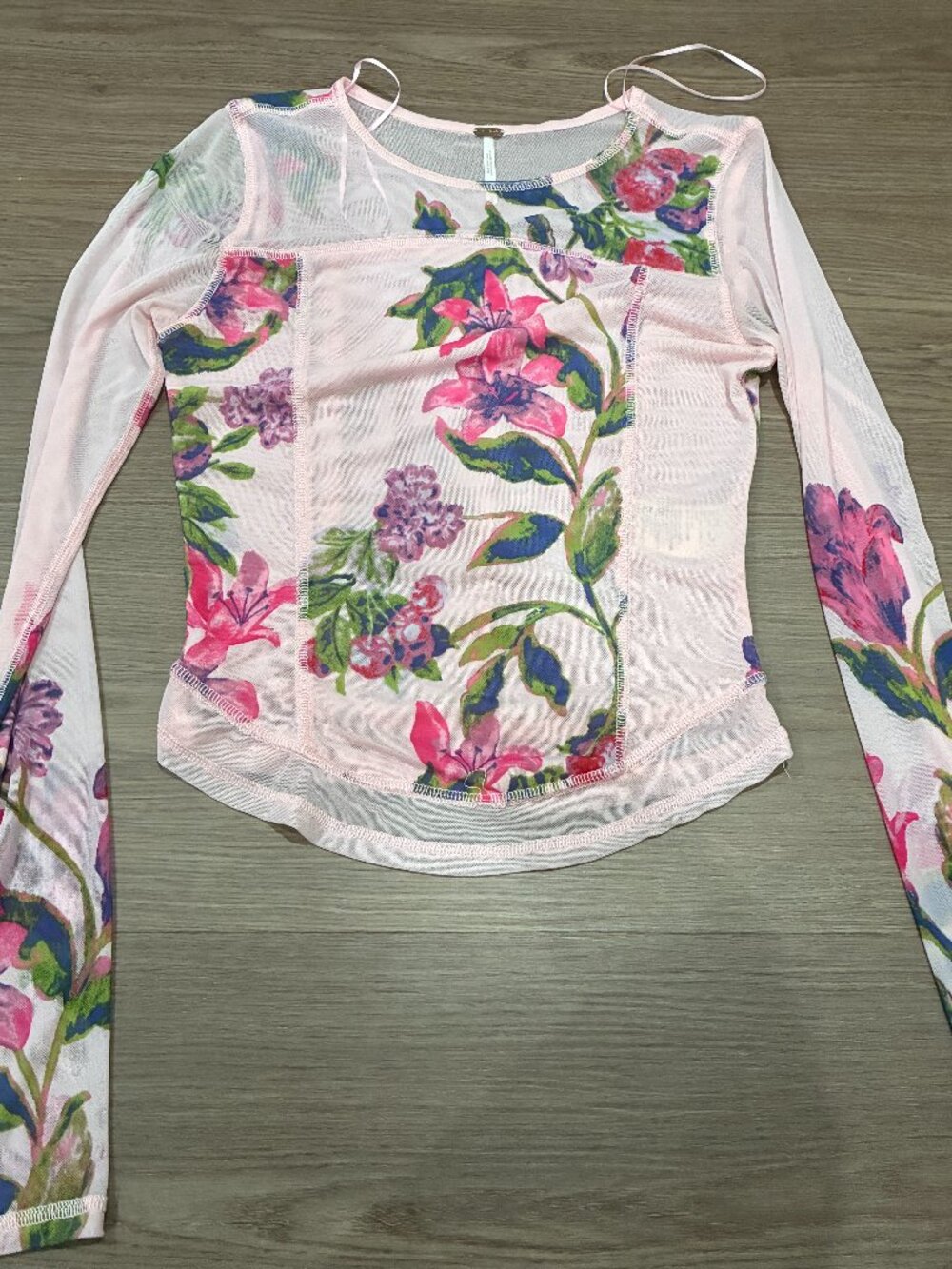 Free People Floral Mesh Longsleeve S